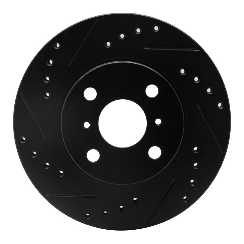 Chevrolet Prizm Brake Rotor (1) - Front Left - R1 Concepts - Drilled & Slotted - Black - `93-`02